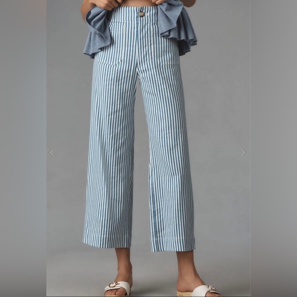THE COLETTE CROPPED WIDE-LEG PANTS BY MAEVE: LINEN EDITION - Picture 2 of 16